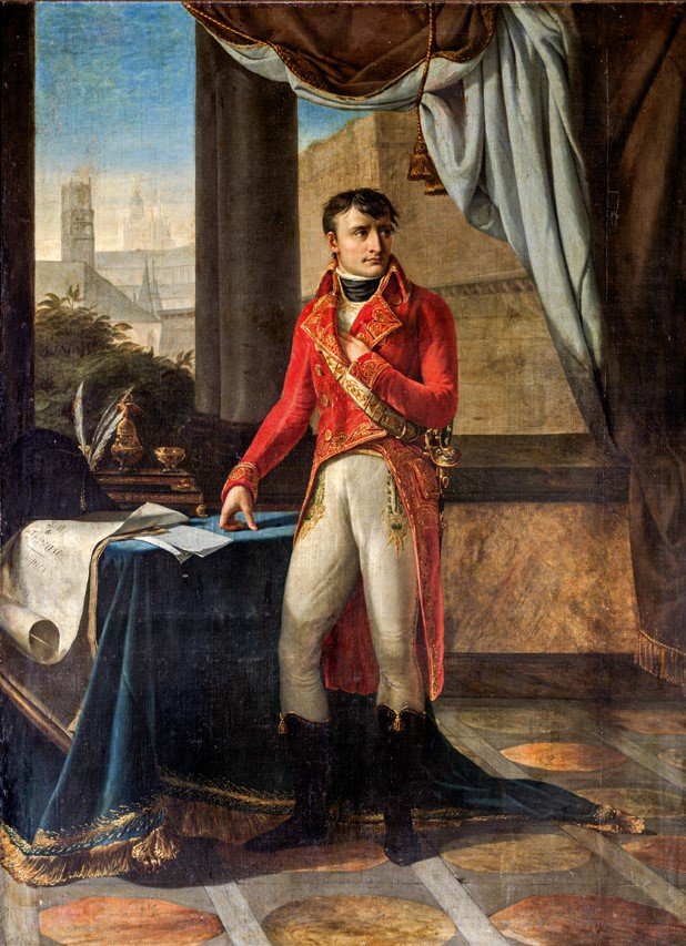Portrait de Napoléon Bonaparte, premier consul, par Marie-Guillemine Benoist. Tableau offert par Bonaparte à la ville de Gand en 1804.