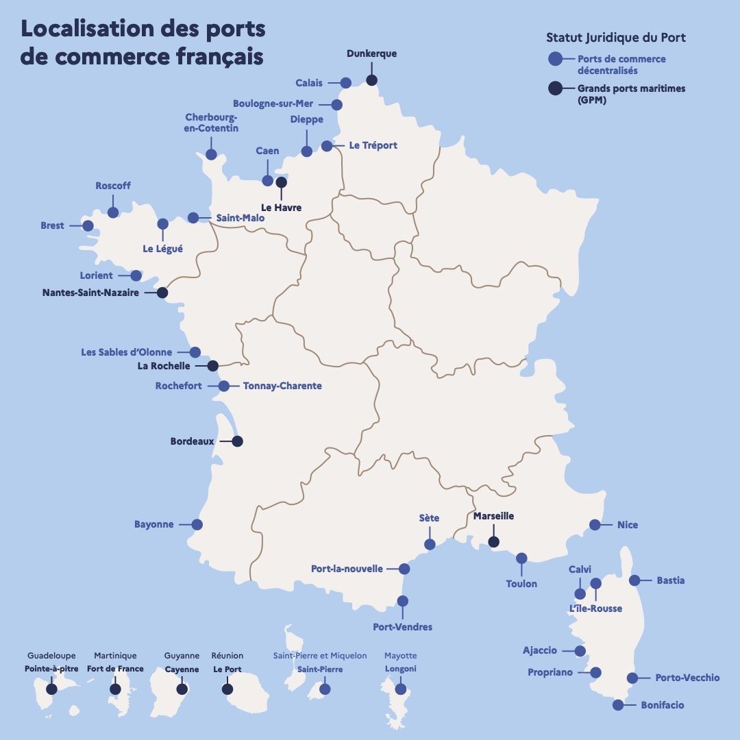 Planisphère montrant l’étendue des espaces maritimes sous souveraineté française.